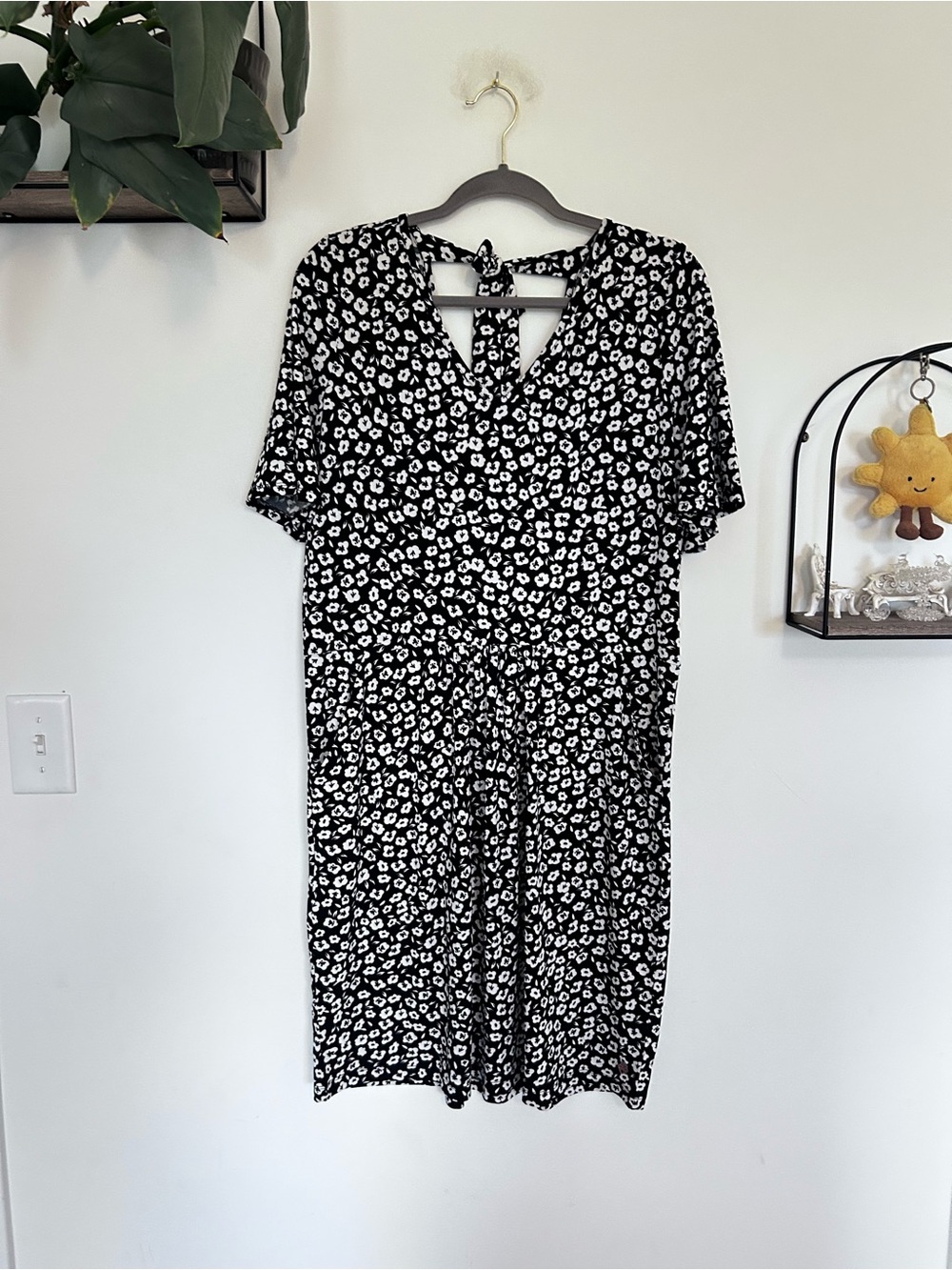NWT Hatley Maggie Black & White Polka Dot Flowers Dress Size XL